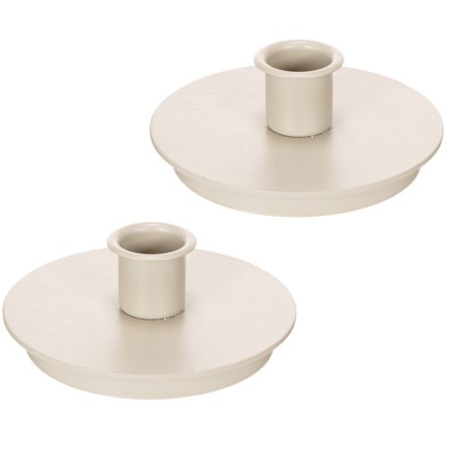 Ronde crèmekleurige kaarsenhouders voor taps toelopende kaarsen, tafeldecoratie, 10 cm, 2 stuks | Floristik24.nl