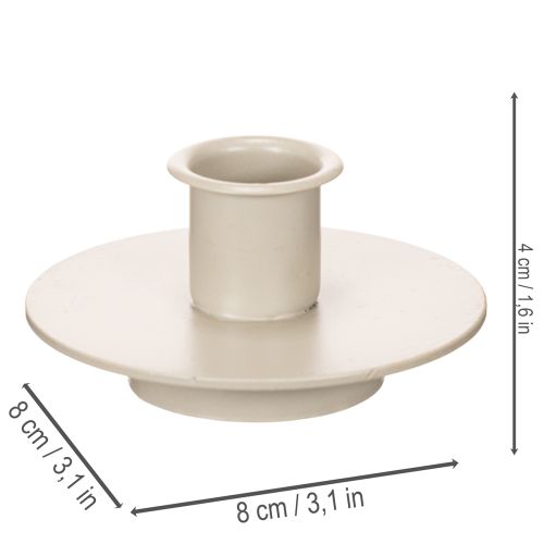 Metalen kaarsenhouder in mat beige, kleine kaarsenhouder voor taps toelopende kaarsen, 8 cm, 3 stuks | Floristik24.nl