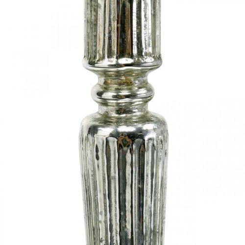Floristik24 Lantaarn Glazen Kandelaar Antiek Look Zilver Ø11.5cm H42.5cm