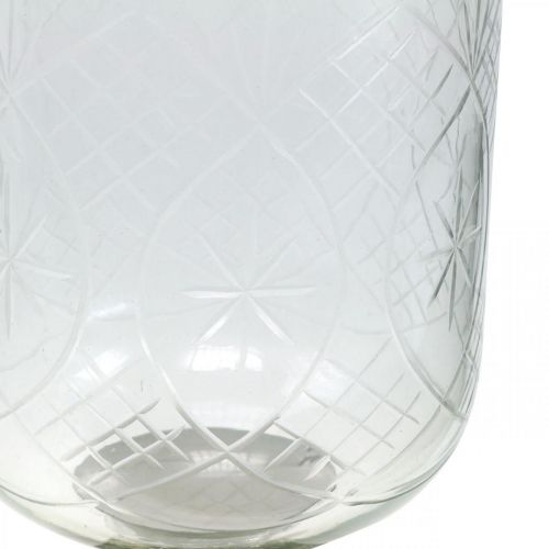 Floristik24 Lantaarn Glazen Kandelaar Antiek Look Zilver Ø11.5cm H42.5cm
