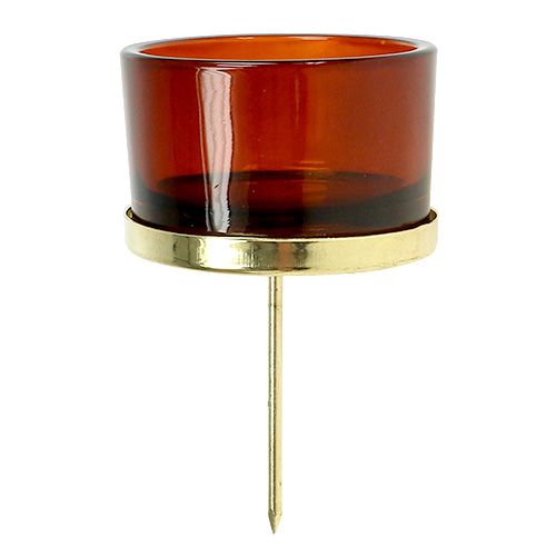 Floristik24 Kandelaar met glas goud, bruin 4st