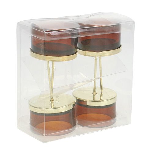 Floristik24 Kandelaar met glas goud, bruin 4st