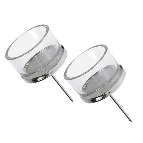 Artikel Kaarsenhouder met glas zilver 4 st