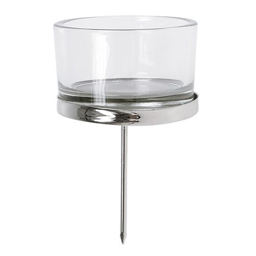 Artikel Kaarsenhouder met glas zilver 4 st