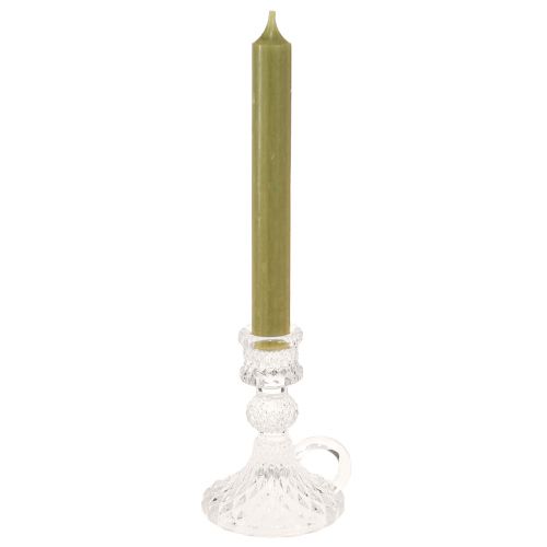 Artikel Kaarsenhouder met handvat voor stokkaarsen glas 10,5cm helder 4st
