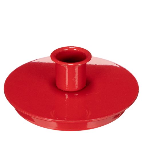 Compacte rode metalen kaarsenhouders voor taps toelopende kaarsen van 10 cm, 2 stuks