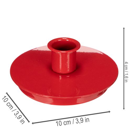 Compacte rode metalen kaarsenhouders voor taps toelopende kaarsen van 10 cm, 2 stuks | Floristik24.nl