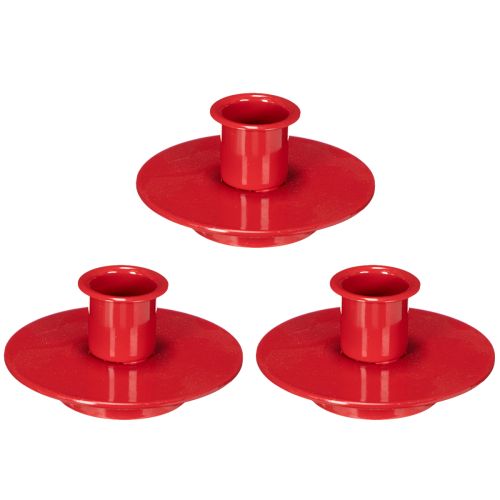 Kleine rode kaarsenhouders voor kaarsen van 8 cm, 3 stuks | Floristik24.nl