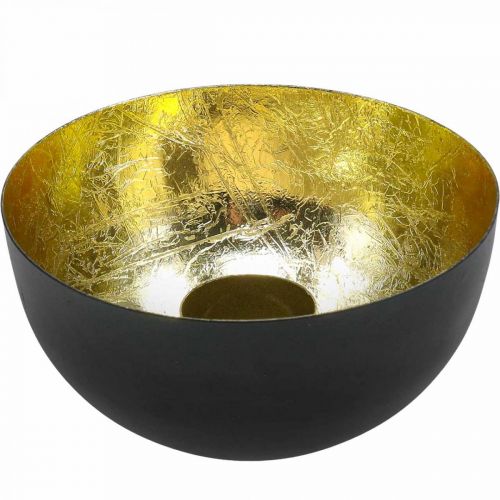 Floristik24 Kandelaar Zwart Goud Kerstdecoratie Ø13cm H6.5cm