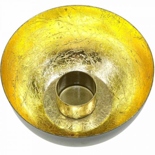 Floristik24 Kandelaar Zwart Goud Kerstdecoratie Ø13cm H6.5cm