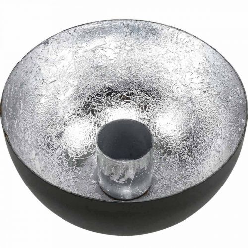 Artikel Kandelaar Zwart Zilver Stokkandelaar Ø10cm H5cm