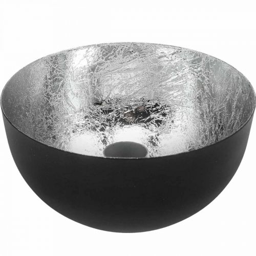 Kandelaar Zwart Zilver Kandelaar Ø13cm H6.5cm
