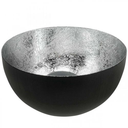 Floristik24 Kandelaar zwart zilver kerstdecoratie Ø13cm H6.5cm