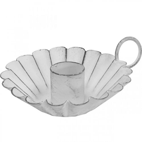 Floristik24 Kandelaar Shabby Chic Wit Metaal Deco Ø9.5cm H3cm