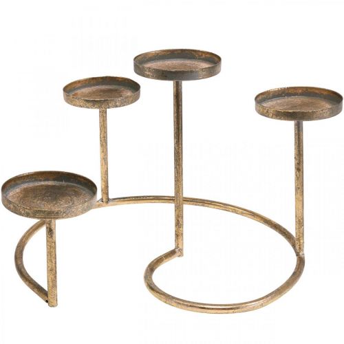 Floristik24 Kandelaar Gouden theelichthouder Vintage 4-vlammig Ø28cm