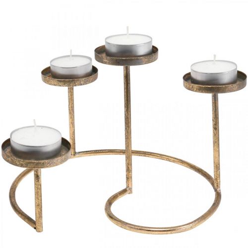 Floristik24 Kandelaar Gouden theelichthouder Vintage 4-vlammig Ø28cm
