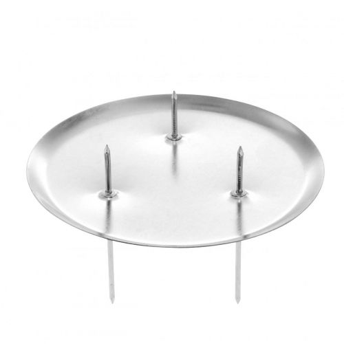 Floristik24 Kandelaar voor adventskrans, kerst, kaarsdecoratie om op te plakken zilver Ø10cm 4st
