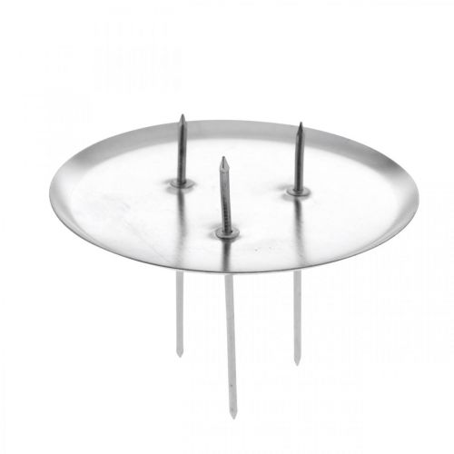 Floristik24 Kandelaar voor adventskrans, kerst, kaarsdecoratie om op te plakken zilver Ø8cm 4st