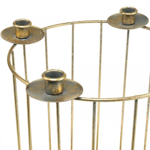 Floristik24 Adventskrans om te vullen, kandelaar voor Kerstmis, metalen decoratie goud, antiek look Ø26cm H39cm