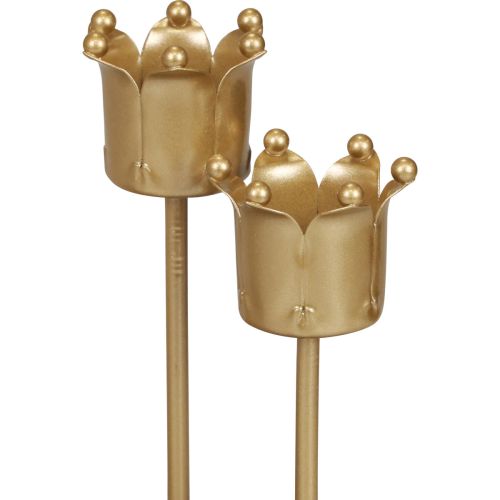 Floristik24 Kaarshouder Adventskrans Kaarshouder gouden kroon Ø2,5cm 4st