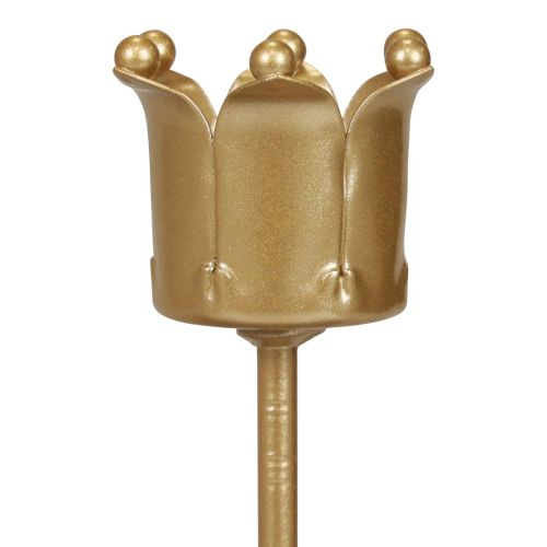 Floristik24 Kaarshouder Adventskrans Kaarshouder gouden kroon Ø2,5cm 4st