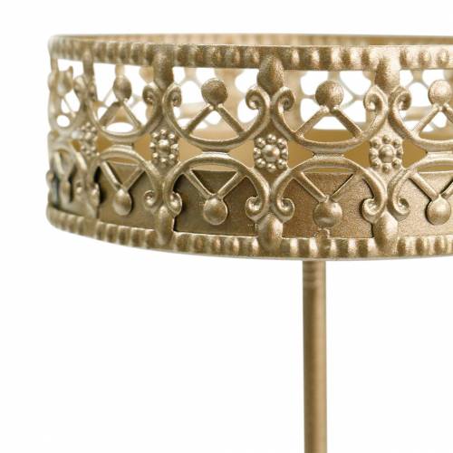 Floristik24 Filigrain kandelaar om in te steken goud Ø6,4cm H12,5cm 4 stuks antieke look
