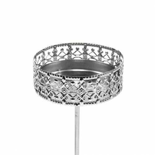 Floristik24 Filigrain kandelaar om in te steken zilver Ø6,4cm H12,5cm 4 stuks antieke look