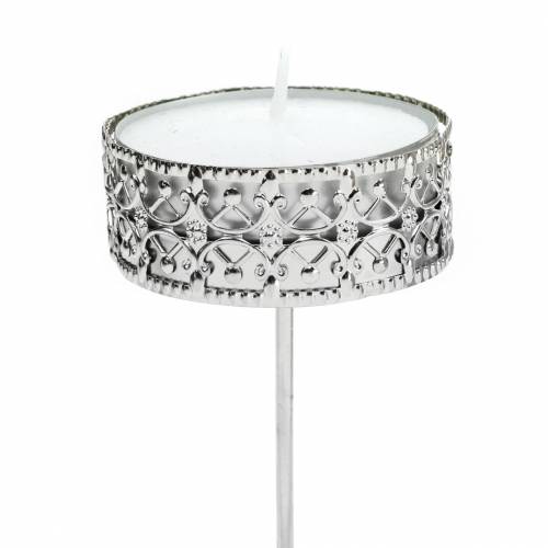 Floristik24 Filigrain kandelaar om in te steken zilver Ø6,4cm H12,5cm 4 stuks antieke look
