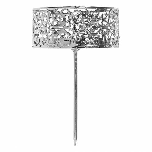 Artikel Bloemenkandelaars om in te steken zilver Ø8,8cm H13,7cm 4 stuks antieke look