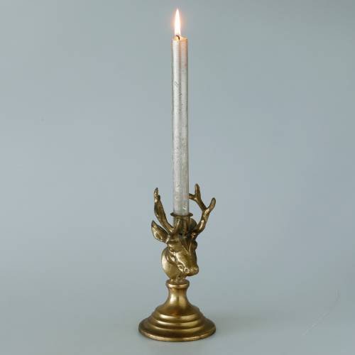 Floristik24 Kandelaar antiek look hertenkop goud metaal 19.5cm