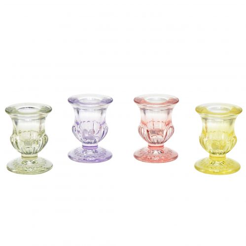 Artikel Kaarshouder glas Gekleurde glazen kandelaars Ø5cm H6cm 4st
