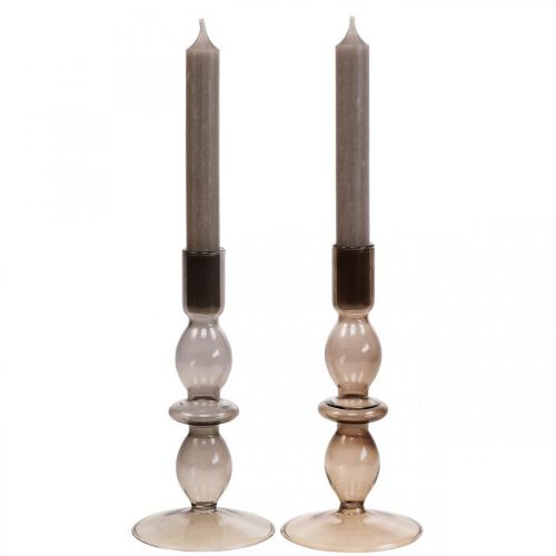 Floristik24 Kandelaar glazen kandelaar stokkandelaar 18,5cm 2st