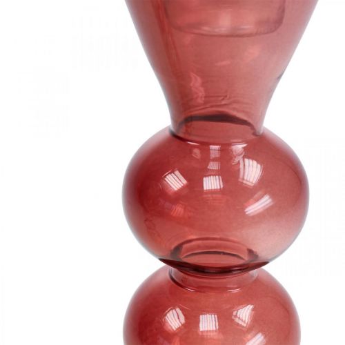 Floristik24 Kandelaar glaskandelaar roze/roze Ø5-6cm H19cm 2st