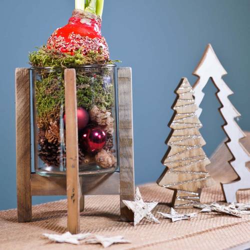 Floristik24 Kandelaar hout met glas Ø15cm H18cm