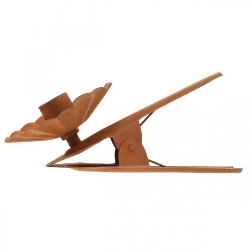 Floristik24 Kandelaar om vast te klemmen, Advent, kaarsdecoratie van metaalpatina Ø8.5cm L16cm