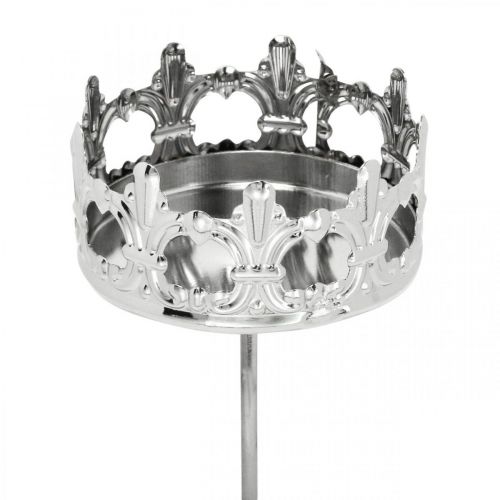 Floristik24 Kaarsdecoratiekroon, theelichthouder om op te plakken, adventdecoratie zilver Ø5,5cm 4st