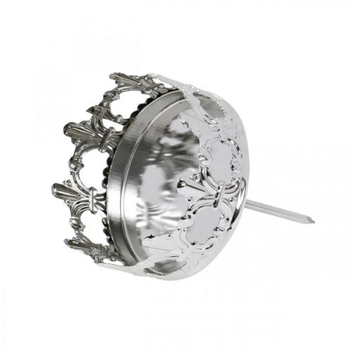 Floristik24 Kaarsdecoratiekroon, theelichthouder om op te plakken, adventdecoratie zilver Ø5,5cm 4st