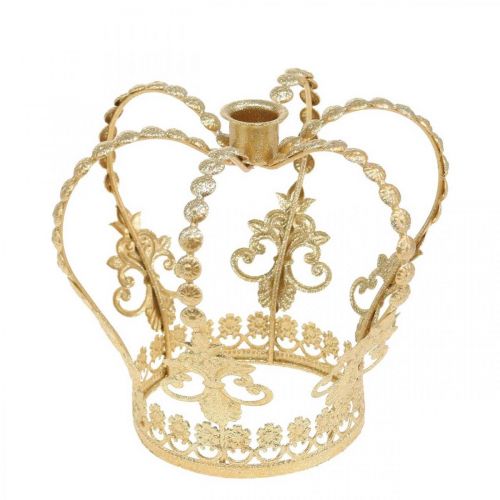 Kandelaarkroon, tafeldecoratie, Advent, metalen kroon Goud Ø14cm H13cm