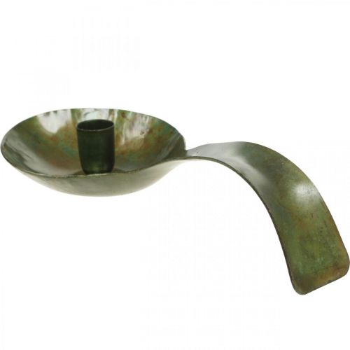 Kandelaar metaal antiek look lepel met patina 25x11x5cm | Floristik24.nl