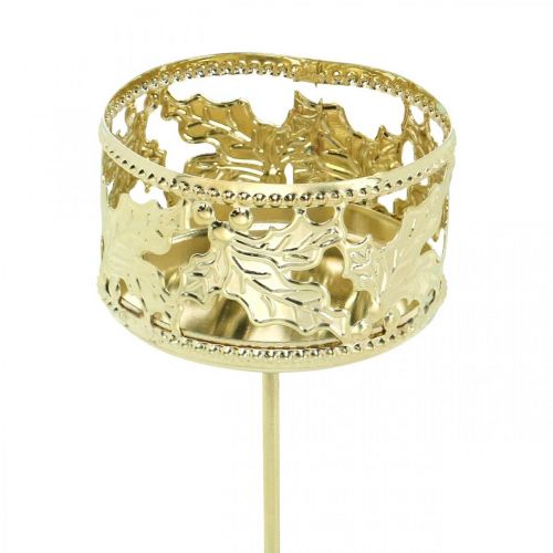 Floristik24 Theelichthouder om op te plakken, adventsdecoratie, kaarsenhouder hulstdecoratie goud Ø5,5cm 4 st