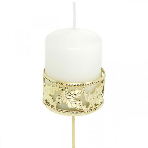 Floristik24 Theelichthouder om op te plakken, adventsdecoratie, kaarsenhouder hulstdecoratie goud Ø5,5cm 4 st