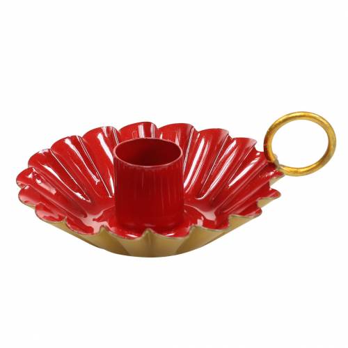 Rijpen Overvloedig Slagschip Floristik24.nl Kandelaar met handvat emaille look rood, goud Ø13cm H4,4cm -  goedkoop online kopen