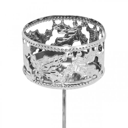 Floristik24 Kaarsenhouder met palmboom, theelichthouder voor adventskrans zilver Ø5,5cm 4 st