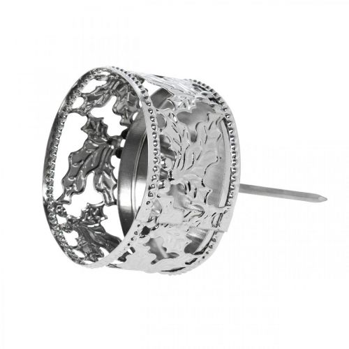 Floristik24 Kaarsenhouder met palmboom, theelichthouder voor adventskrans zilver Ø5,5cm 4 st