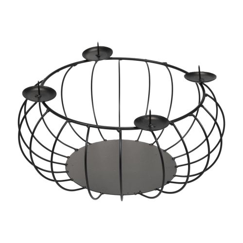 Floristik24 Kaarshouder zwart metaal Adventskrans metalen schaal Ø25cm
