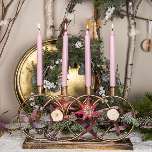 Floristik24 Kaarshouder stokkaarshouder vintage 4-vlammig goud L45cm