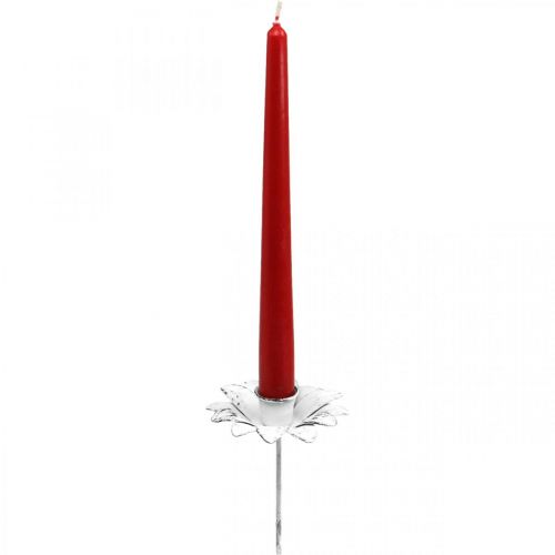 Floristik24 Kandelaar bloem metalen kandelaar op stok Wit Shabby Ø9cm