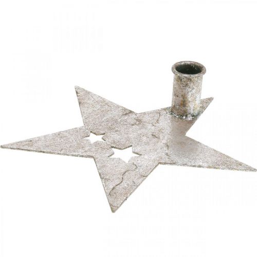 Artikel Metalen decoratie ster, taps toelopende kandelaar voor kerst zilver, antiek look 20cm × 19.5cm