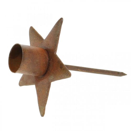Floristik24 Kaarsdecoratie ster, boomkaarshouder om op te plakken, kerstversiering van metaalpatina Ø5cm