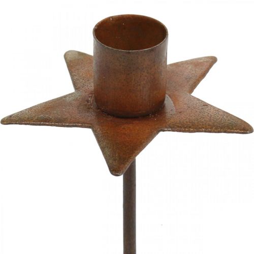 Floristik24 Kaarsdecoratie ster, boomkaarshouder om op te plakken, kerstversiering van metaalpatina Ø5cm